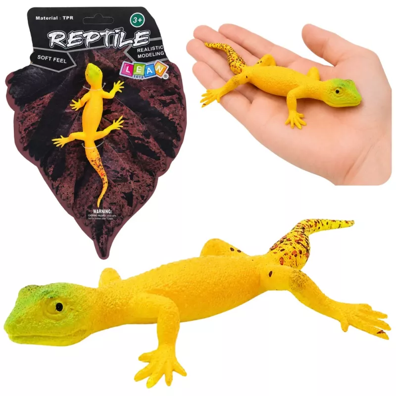 LEAN TOYS Złoty gekon gumowa figurka rozciągliwa realistyczny gad 15.5 cm
