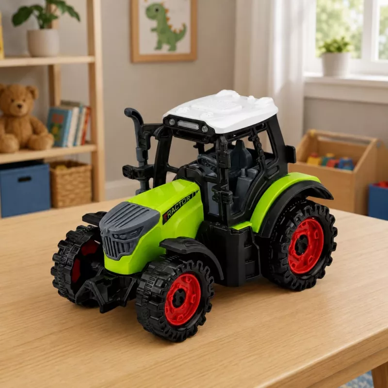 LEAN TOYS Zielony 15 cm Traktor Rolniczy z Napędem Tarcia