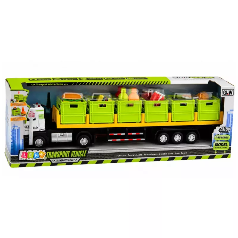 LEAN TOYS Zielona Ciężarówka do Transportu Żywności 1:40 Model Diecast