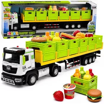 LEAN TOYS Zielona Ciężarówka do Transportu Żywności 1:40 Model Diecast