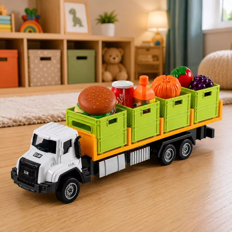 LEAN TOYS Zielona ciężarówka do przewozu żywności 1:55