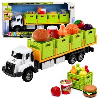 LEAN TOYS Zielona ciężarówka do przewozu żywności 1:55