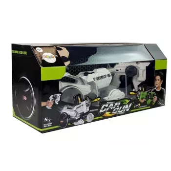 LEAN TOYS Gun Launcher Car 2 w 1 Zdalnie Sterowany Wyrzutnia Piankowych Dysków Biały
