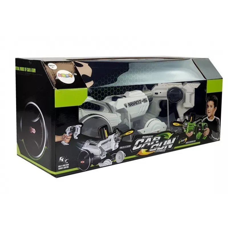 LEAN TOYS Gun Launcher Car 2 w 1 Zdalnie Sterowany Wyrzutnia Piankowych Dysków Biały