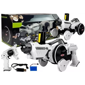 LEAN TOYS Gun Launcher Car 2 w 1 Zdalnie Sterowany Wyrzutnia Piankowych Dysków Biały