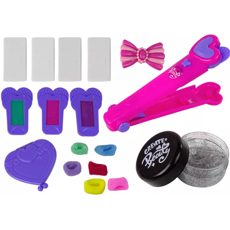 Zestaw do stylizacji włosów LEAN TOYS z prostownicą i kredkami do pasm + akcesoria do włosów