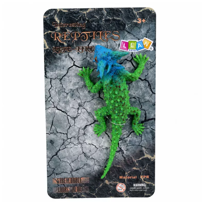 LEAN TOYS Figurka Gumowa Rogata Jaszczurka Rozciągliwa Realistyczna 20 cm