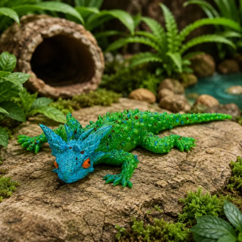 LEAN TOYS Figurka Gumowa Rogata Jaszczurka Rozciągliwa Realistyczna 20 cm