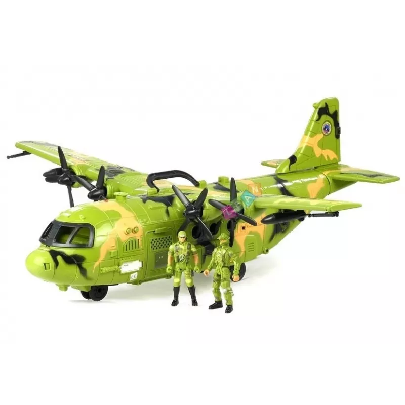 LEAN TOYS Duży wojskowy samolot 55 cm z akcesoriami