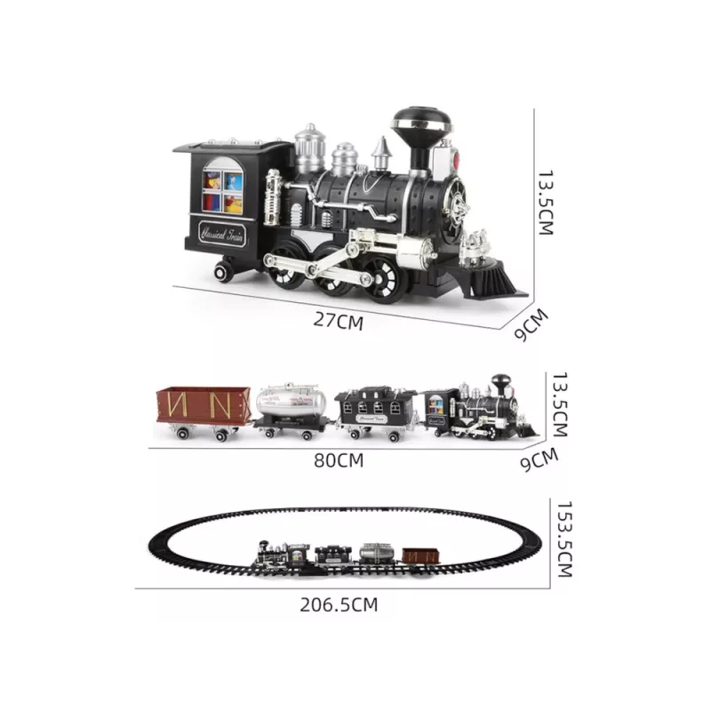 LEAN TOYS Huge Train z dźwiękiem, światłem i dymem 206,5 cm x 153,5 cm