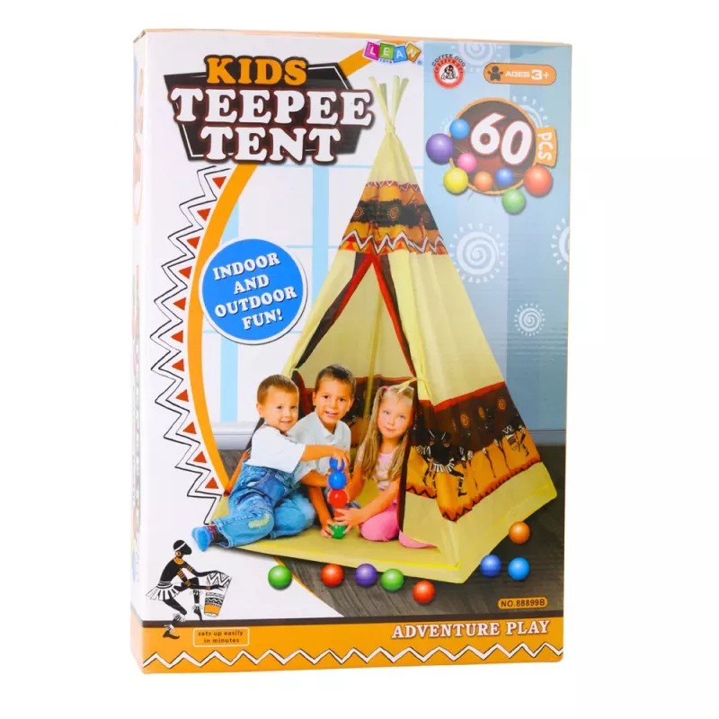 LEAN TOYS Indian Tipi Namiot Baza dla Dzieci + 60 Piłek 155 cm