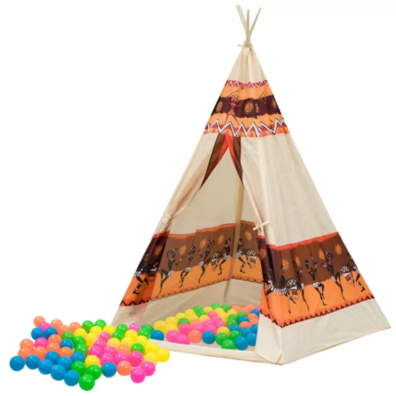 LEAN TOYS Indian Tipi Namiot Baza dla Dzieci + 60 Piłek 155 cm