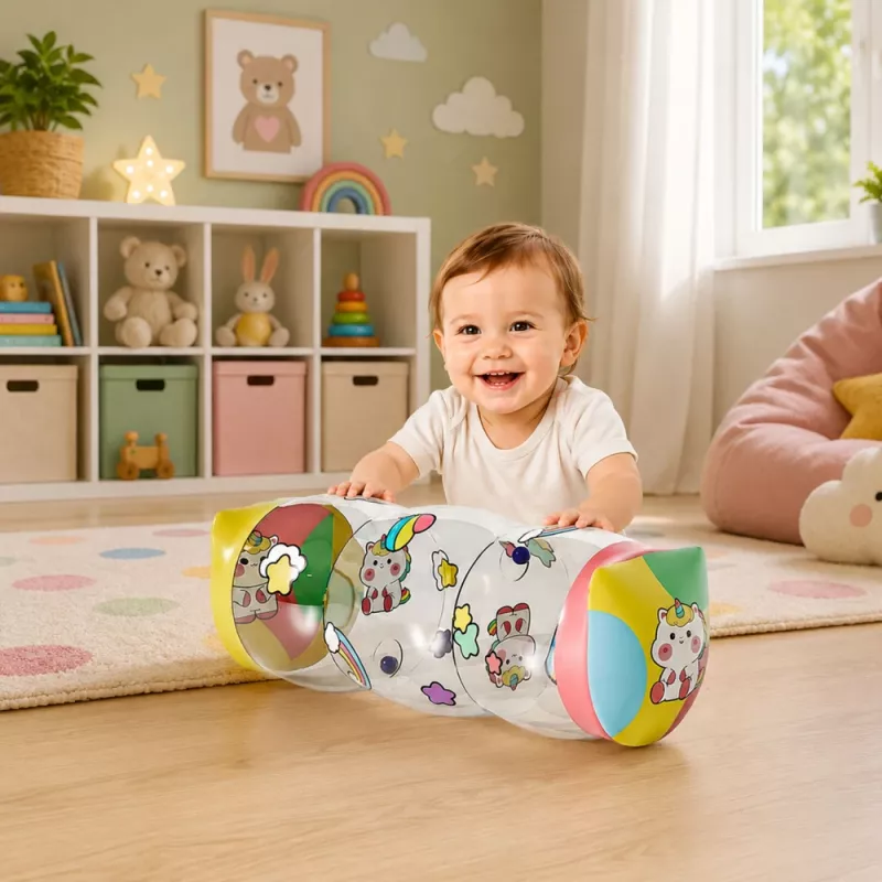 LEAN TOYS Nadmuchiwany Wałek do Raczkowania dla Maluchów Jednorożce 48 x 20 cm