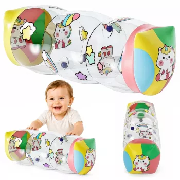 LEAN TOYS Nadmuchiwany Wałek do Raczkowania dla Maluchów Jednorożce 48 x 20 cm