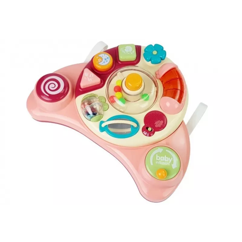 LEAN TOYS Interaktywny panel dla niemowląt Muzyka Zwierzęta Różowy