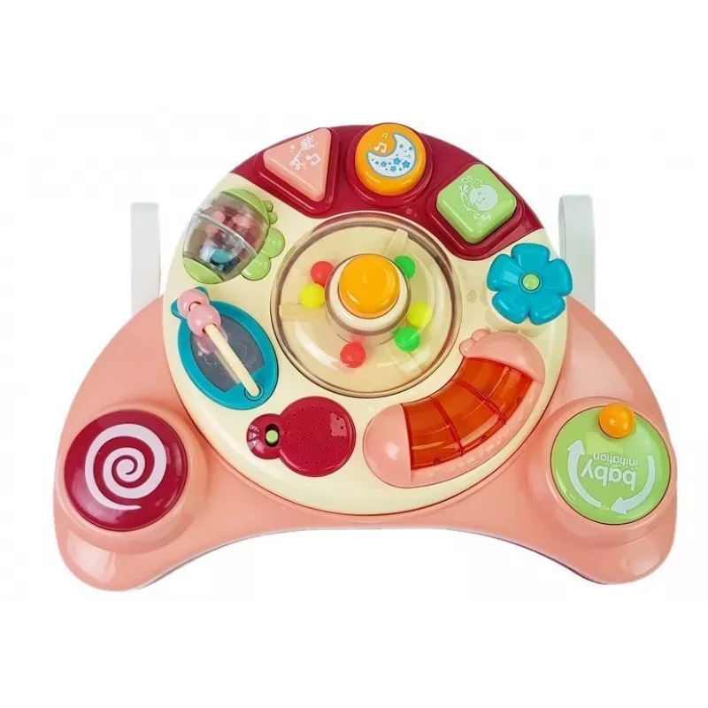 LEAN TOYS Interaktywny panel dla niemowląt Muzyka Zwierzęta Różowy