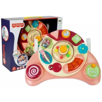 LEAN TOYS Interaktywny panel dla niemowląt Muzyka Zwierzęta Różowy