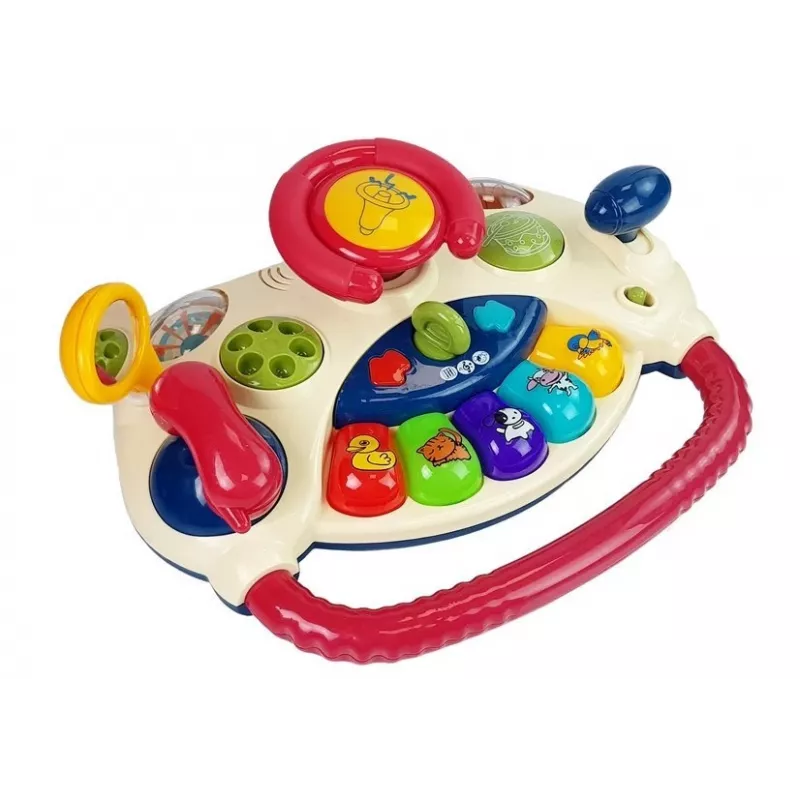 LEAN TOYS Interaktywna Kierownica dla Niemowląt Pianino Telefon z Odgłosami Zwierząt