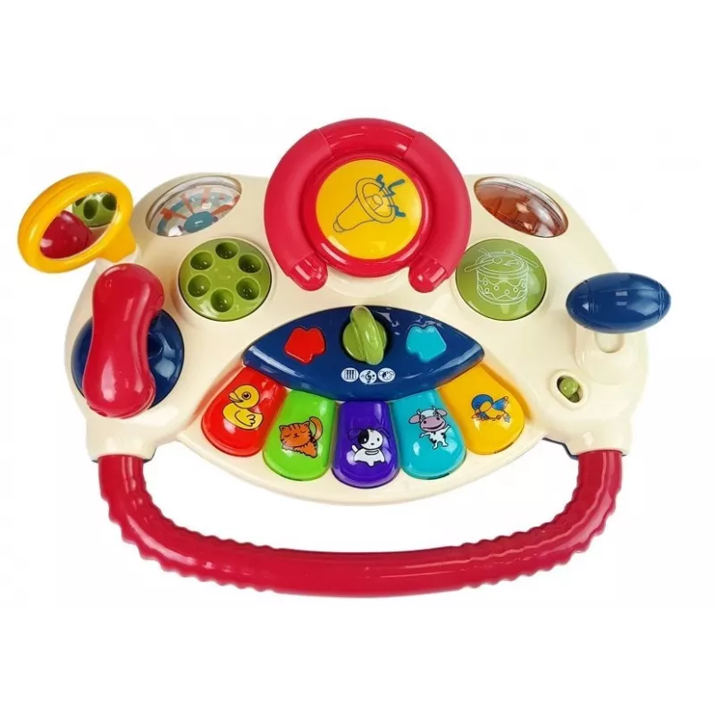 LEAN TOYS Interaktywna Kierownica dla Niemowląt Pianino Telefon z Odgłosami Zwierząt