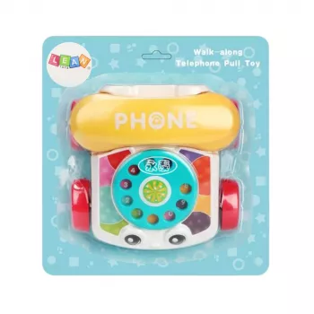 LEAN TOYS Interaktywna kolorowa zabawka telefoniczna do ciągnięcia na kółkach