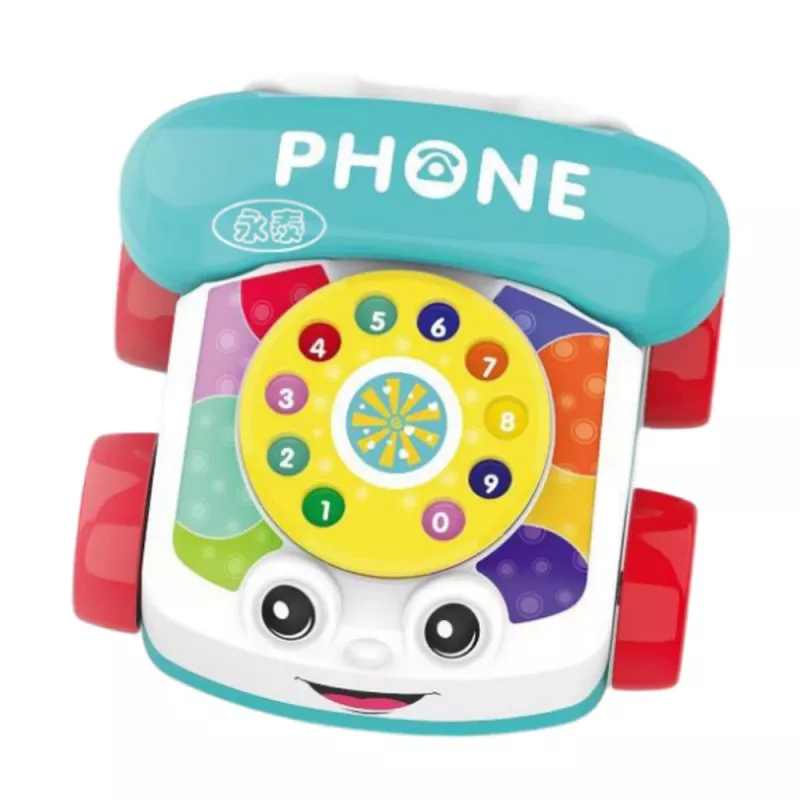 LEAN TOYS Interaktywna kolorowa zabawka telefoniczna do ciągnięcia na kółkach