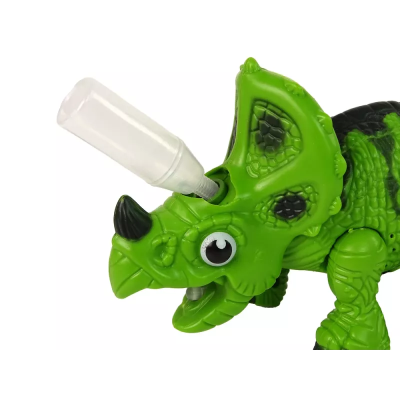 LEAN TOYS Interaktywny Dinozaur Triceratops Steam Woda Dźwięk Zielony