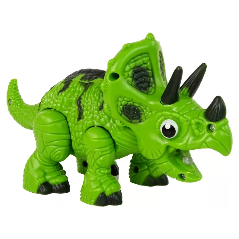 LEAN TOYS Interaktywny Dinozaur Triceratops Steam Woda Dźwięk Zielony