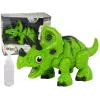 LEAN TOYS Interaktywny Dinozaur Triceratops Steam Woda Dźwięk Zielony