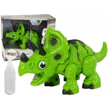 LEAN TOYS Interaktywny Dinozaur Triceratops Steam Woda Dźwięk Zielony