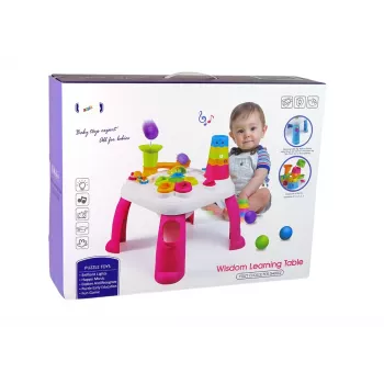 LEAN TOYS Interaktywny Stół Edukacyjny z Sortownikiem Kulek i Zjeżdżalnią Niebieski