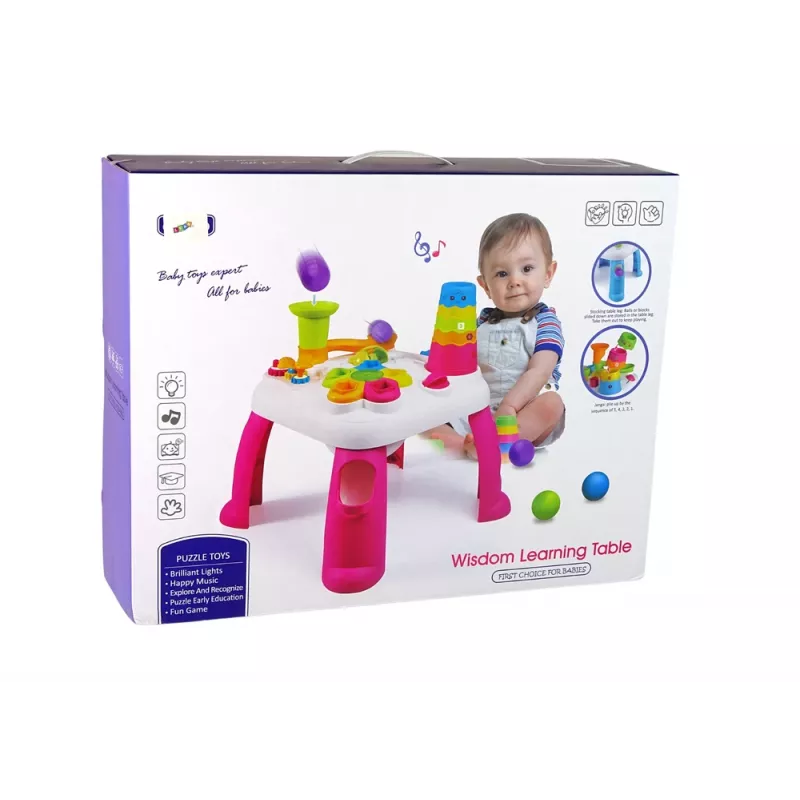 LEAN TOYS Interaktywny Stół Edukacyjny z Sortownikiem Kulek i Zjeżdżalnią Niebieski