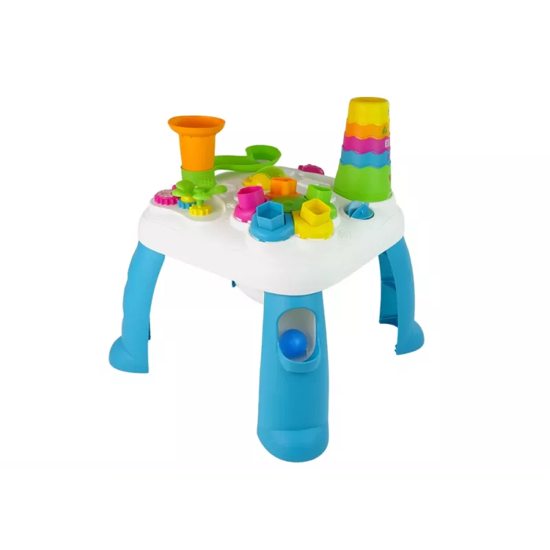 LEAN TOYS Interaktywny Stół Edukacyjny z Sortownikiem Kulek i Zjeżdżalnią Niebieski