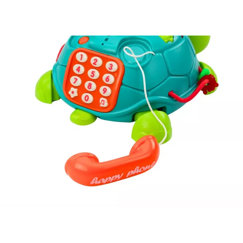 LEAN TOYS Interaktywny Edukacyjny Telefon Żółwik 6w1 Światła Dźwięki Zielony