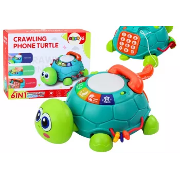 LEAN TOYS Interaktywny Edukacyjny Telefon Żółwik 6w1 Światła Dźwięki Zielony