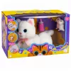 LEAN TOYS interaktywny kotek z butelką i cichymi melodiami, nagrywanie dźwięków, biały