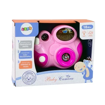 LEAN TOYS Interaktywny Aparat Fotograficzny dla Twojego Dziecka Melodie Światła i Dźwięku Kolor Różowy