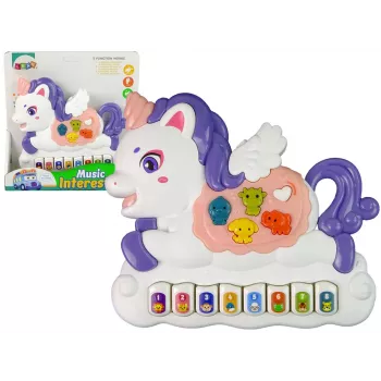 LEAN TOYS Interaktywne Pianino Jednorożec Dźwięki Zwierząt Melodie Biały