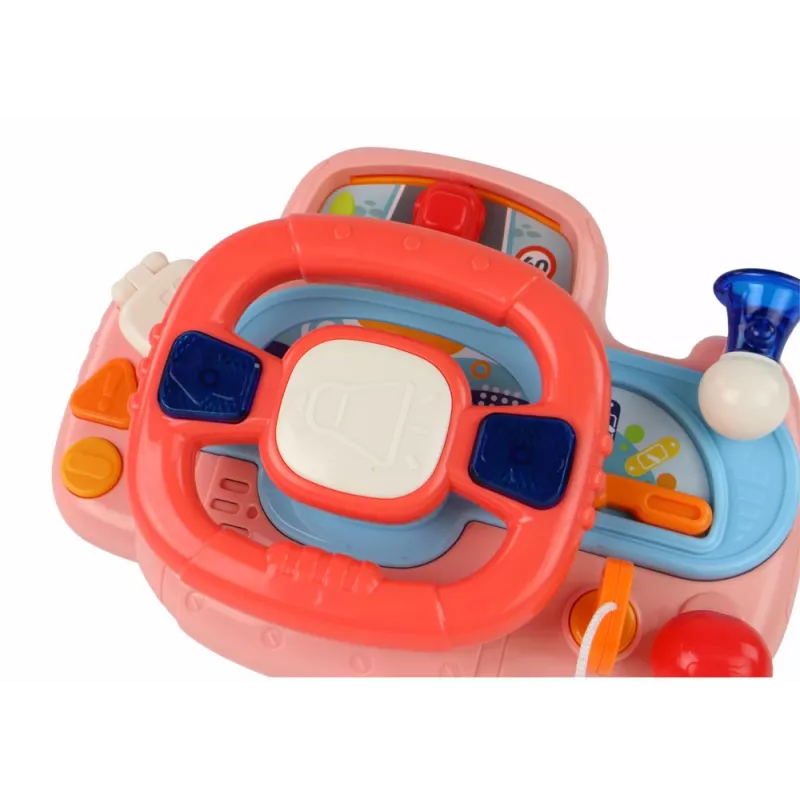 LEAN TOYS Interaktywna Różowa Kierownica Symulator Jazdy Wielofunkcyjna