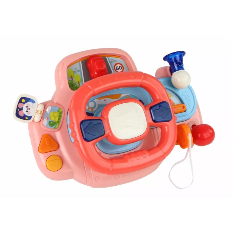 LEAN TOYS Interaktywna Różowa Kierownica Symulator Jazdy Wielofunkcyjna