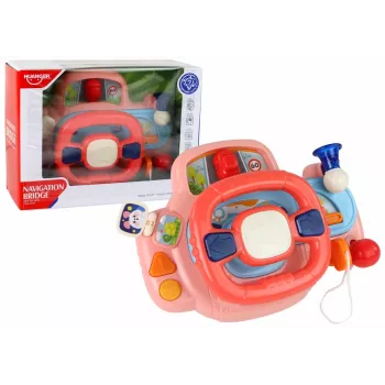 LEAN TOYS Interaktywna Różowa Kierownica Symulator Jazdy Wielofunkcyjna