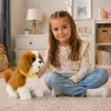 LEAN TOYS Interaktywny pluszowy piesek z miękkim futerkiem, rasa Cavalier – głaskaj po głowie i poznawaj jego funkcje
