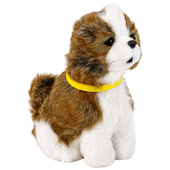 LEAN TOYS Interaktywny Pluszowy Pies Miękkie Futro Rasa Shih Tzu