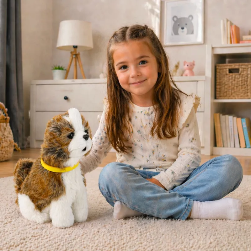 LEAN TOYS Interaktywny Pluszowy Pies Miękkie Futro Rasa Shih Tzu