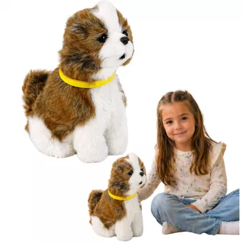 LEAN TOYS Interaktywny Pluszowy Pies Miękkie Futro Rasa Shih Tzu