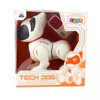 LEAN TOYS Interaktywny Robot Pies na Pilota Dźwięk Światło Biały Pomarańczowy