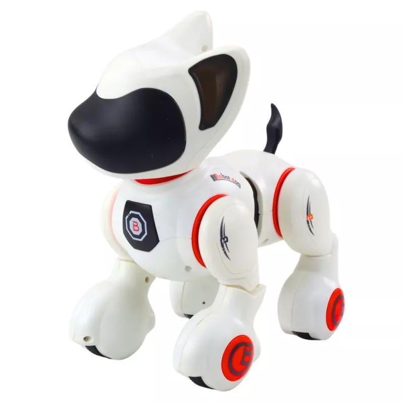 LEAN TOYS Interaktywny Robot Pies na Pilota Dźwięk Światło Biały Pomarańczowy