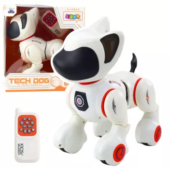 LEAN TOYS Interaktywny Robot Pies na Pilota Dźwięk Światło Biały Pomarańczowy