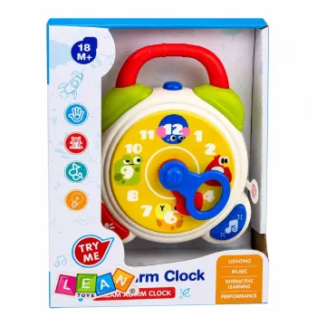 LEAN TOYS Interaktywny Zegar Budzik Sensoryczny dla Maluchów ze Światłem i Dźwiękiem - Wzór Lisa, Ładowanie USB-C