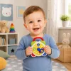 LEAN TOYS Interaktywny Zegar Budzik Sensoryczny dla Maluchów ze Światłem i Dźwiękiem - Wzór Lisa, Ładowanie USB-C