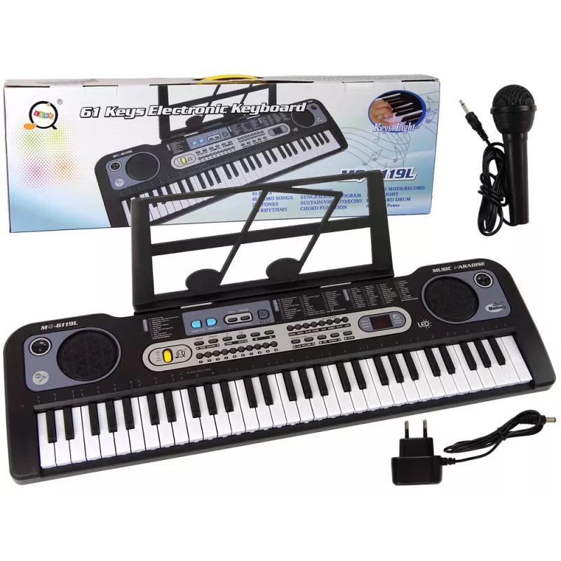 LEAN TOYS Keyboard z Mikrofonem Instrument Muzyczny dla Dzieci Czarny